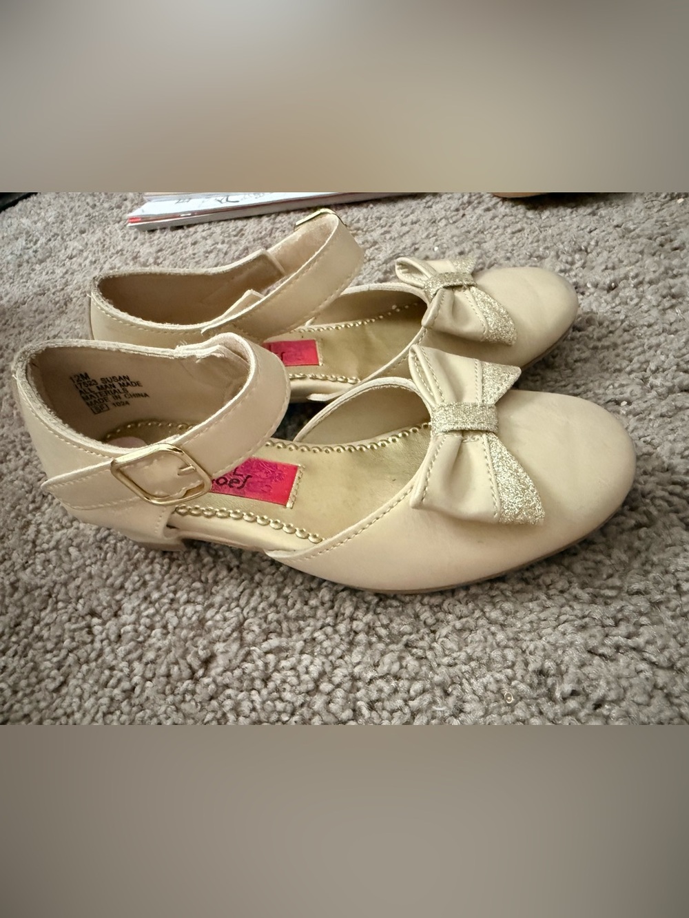Rachel Shoes Cream Bow Mary Jane Dress Shoes